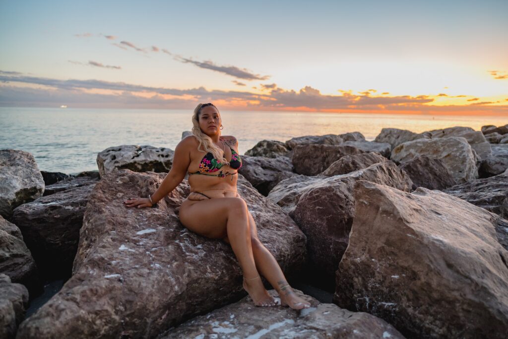 Plus Size Model Posing On Beach