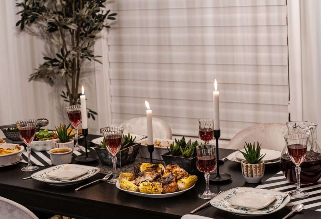 Table Laid And Ready For Dinner Party