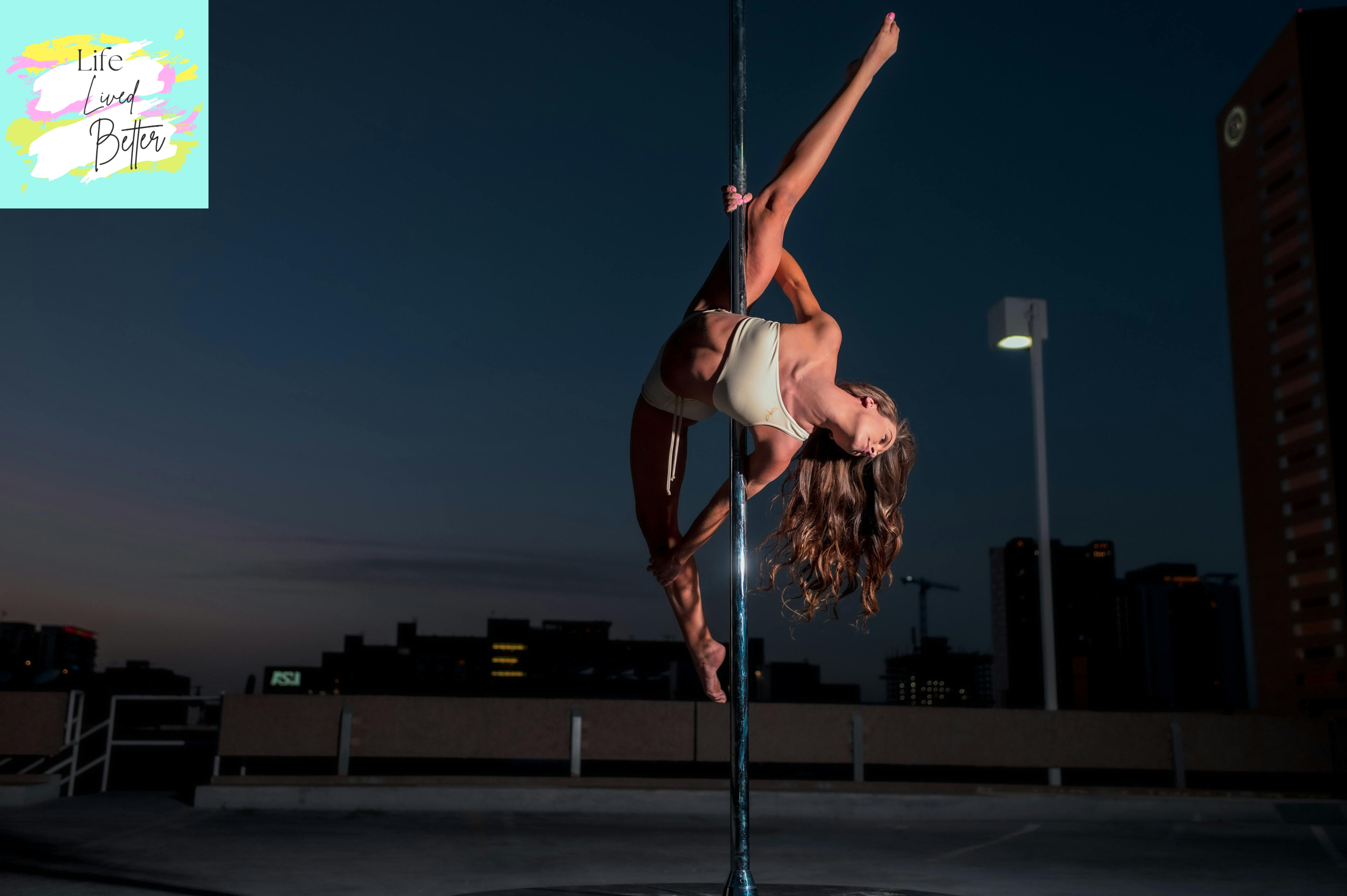 Woman Pole dancing On City Roof